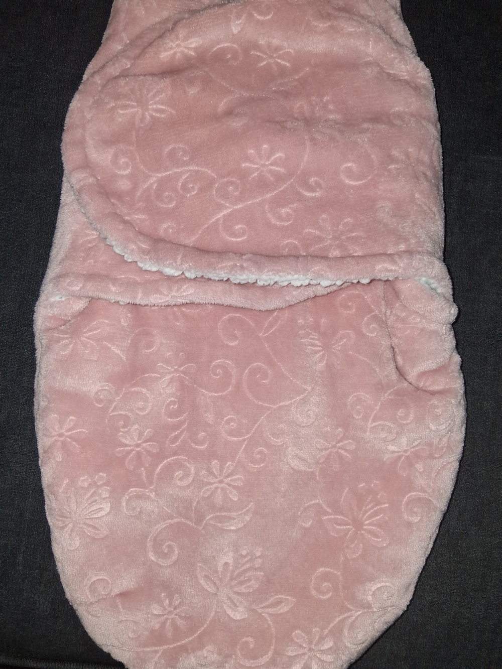 Plush Pink Floral Baby Swaddle Sack - Soft Cozy Wrap